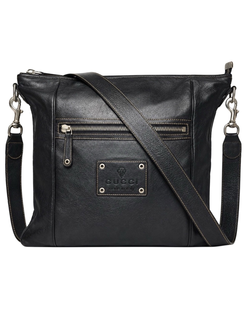 GUCCI Supreme Hysteria Black Leather Oversized Messenger Bag